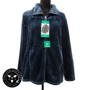 32 Degrees Women's Deep Baltic Plush Zipper Jacket XXL NWT